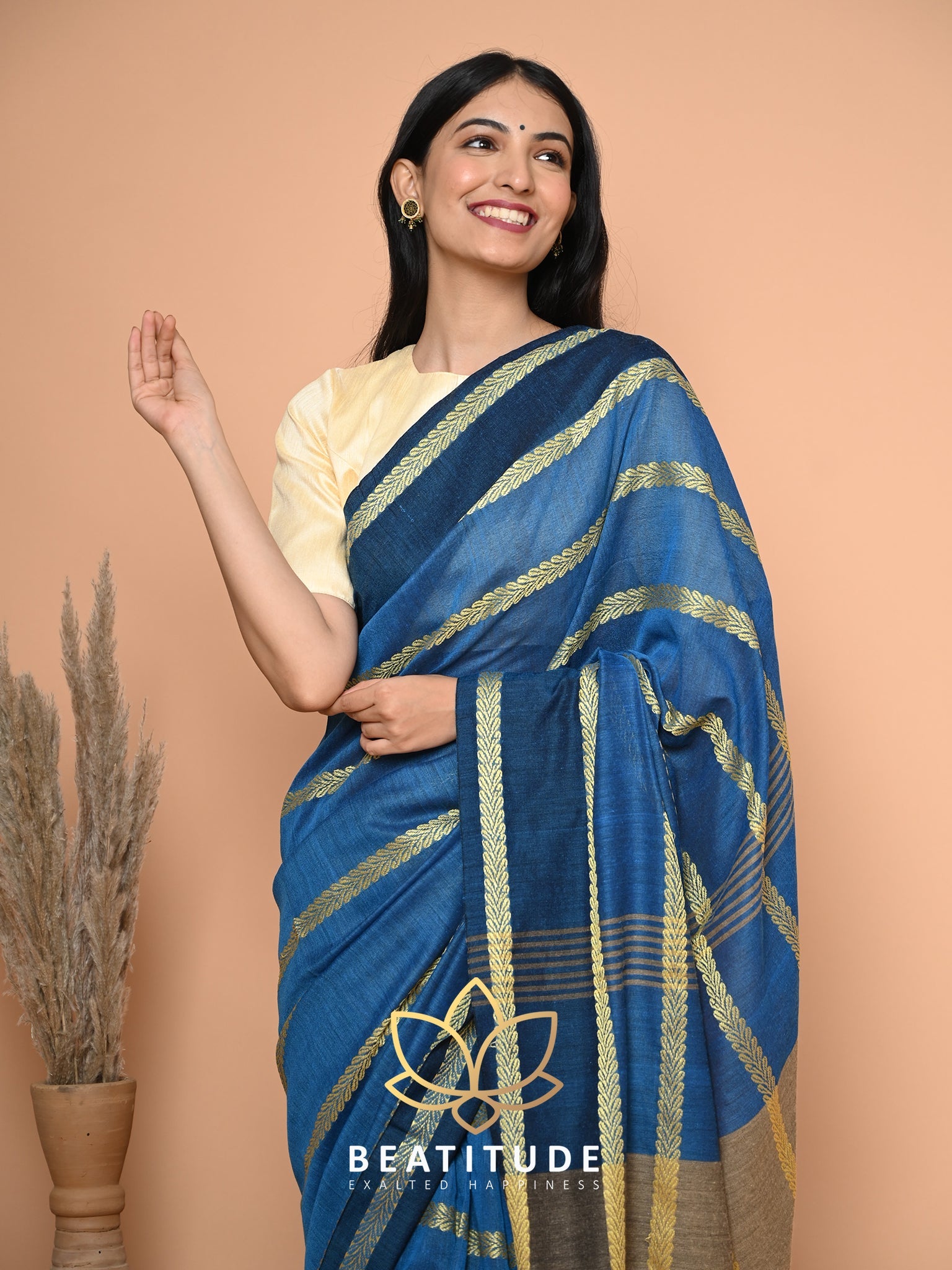 Blue Cotton Tangail Saree