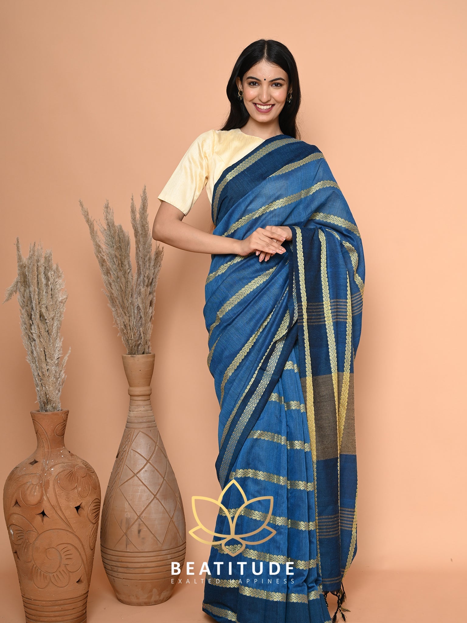 Blue Cotton Tangail Saree