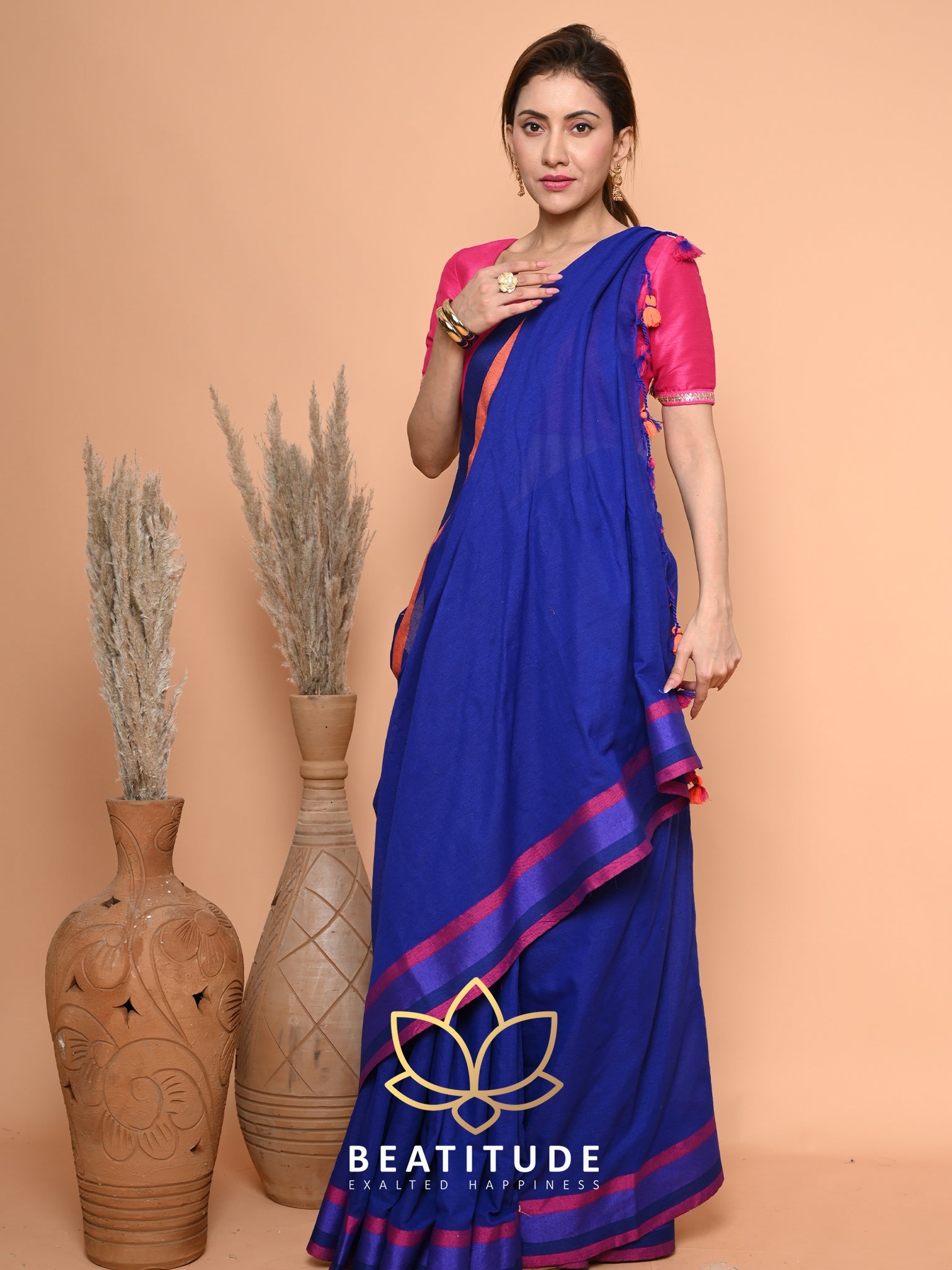 Blue Cotton Saree
