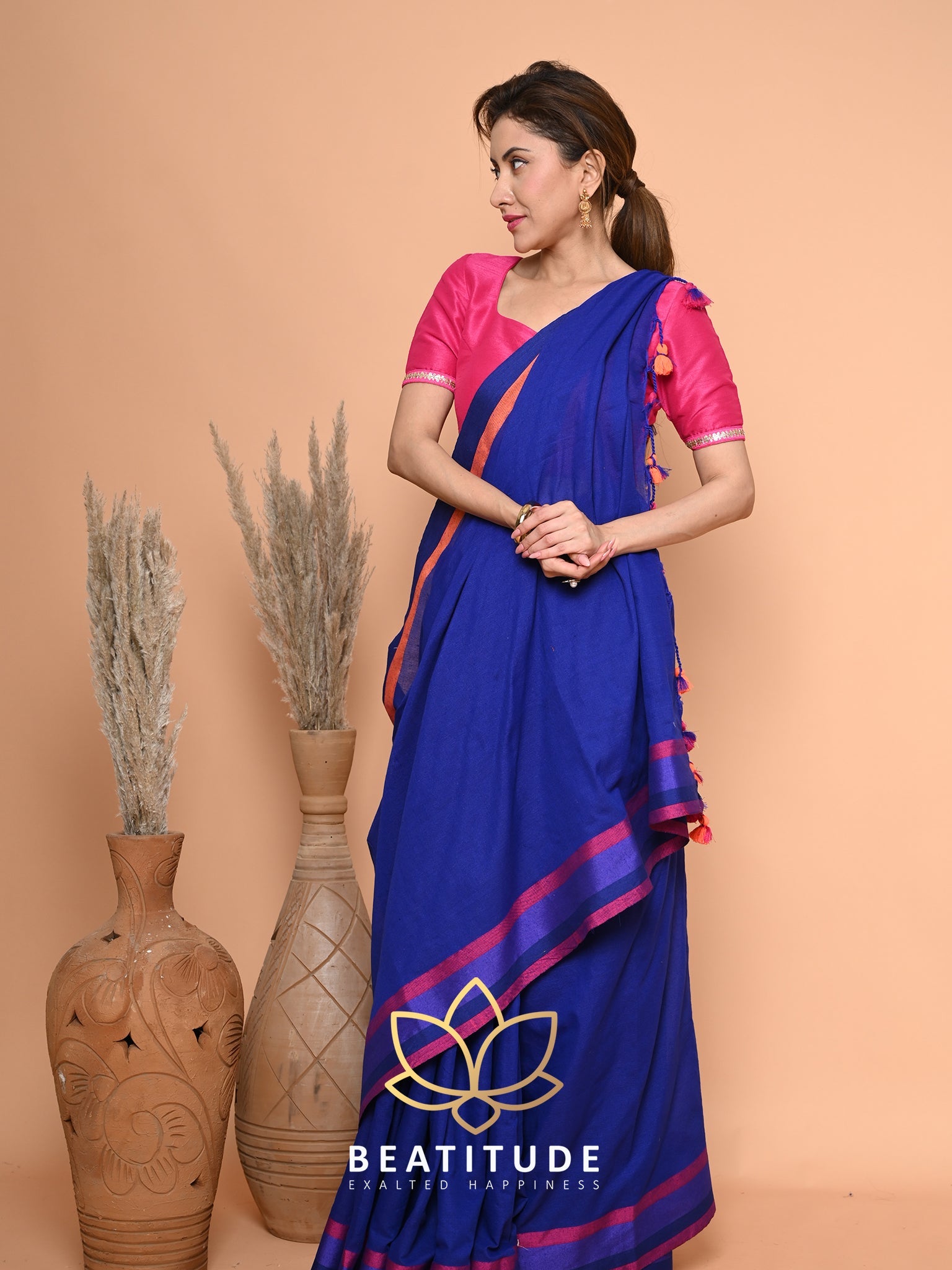 Blue Cotton Saree