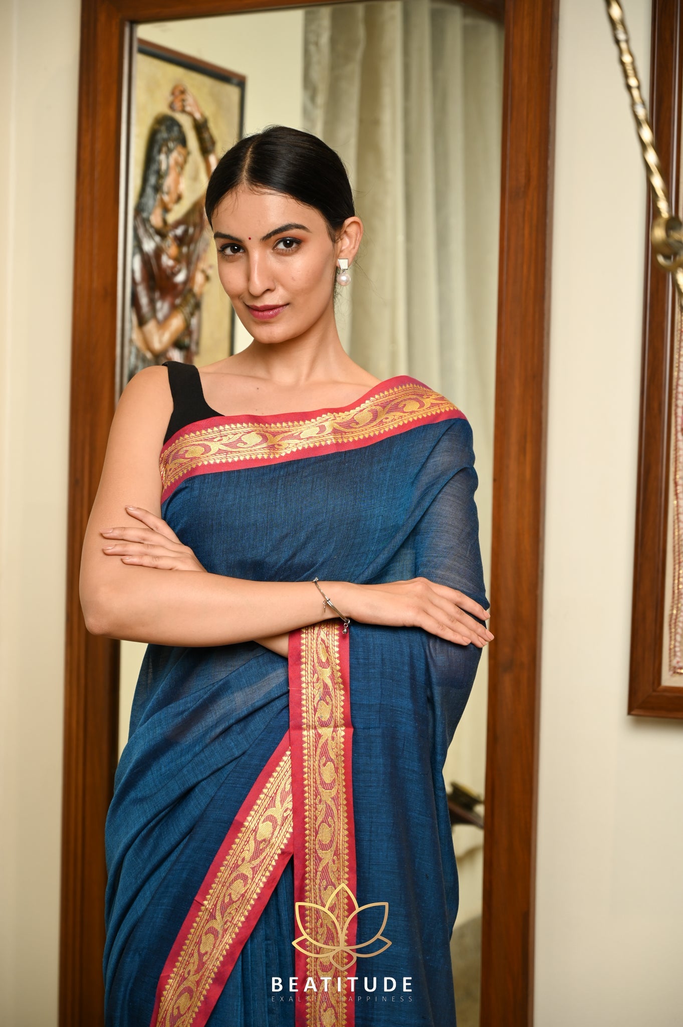 Blue Jacquard Border Saree
