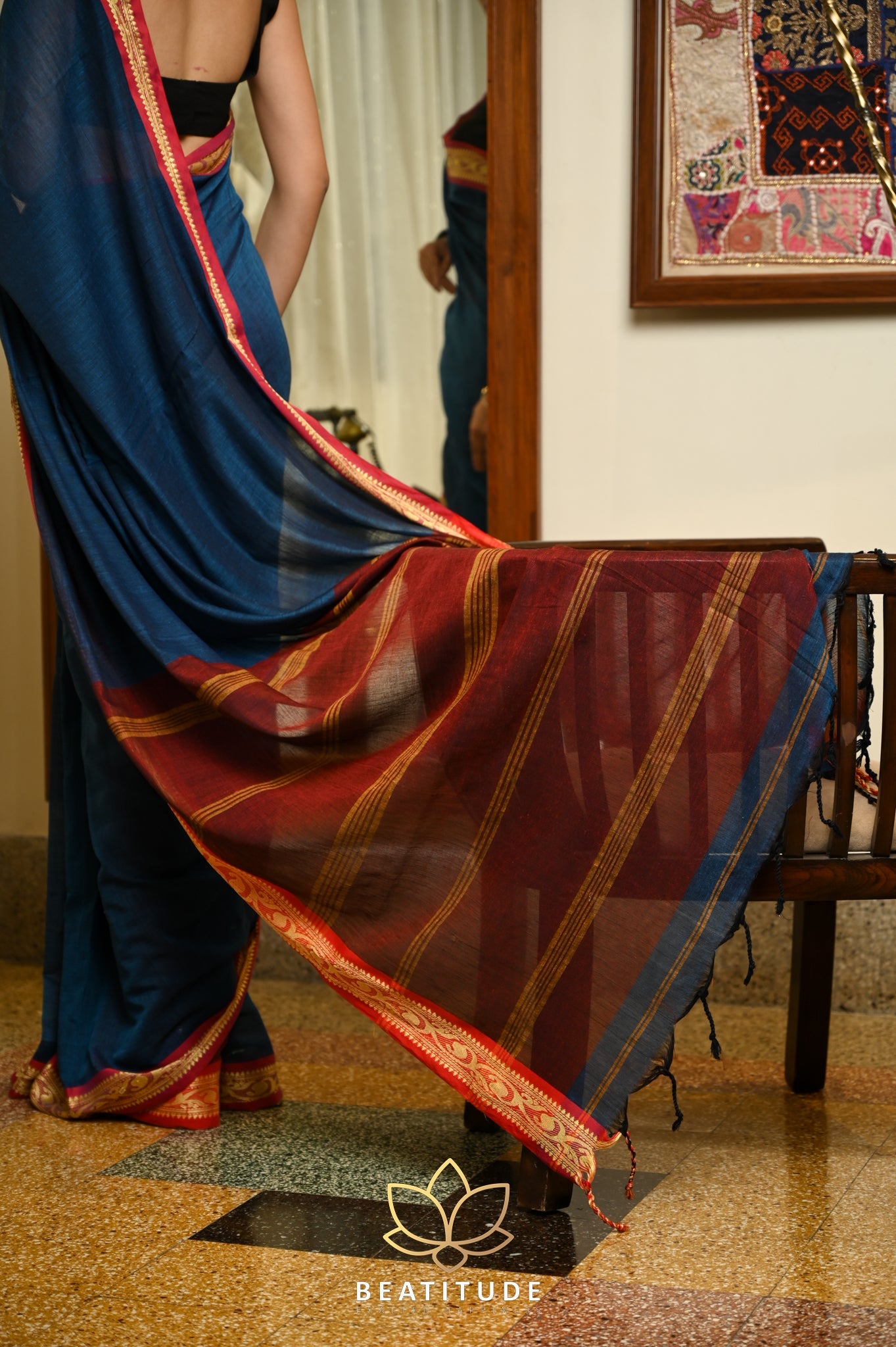 Blue Jacquard Border Saree