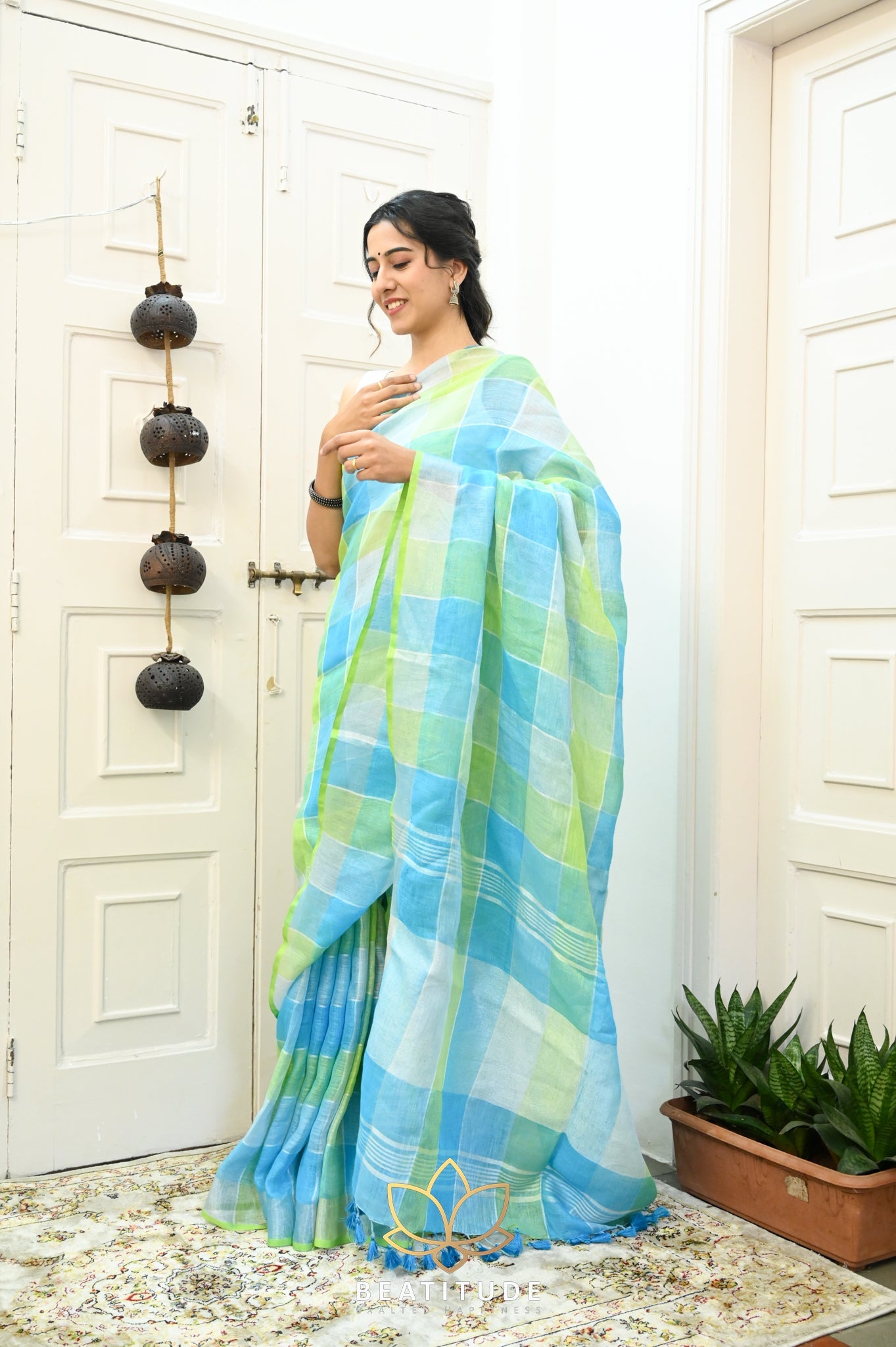 Multicolor Handwoven Linen Saree
