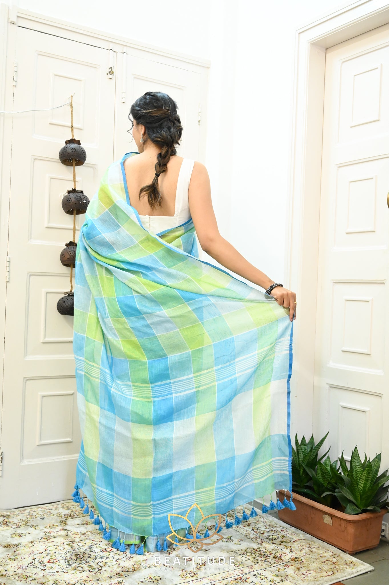 Multicolor Handwoven Linen Saree