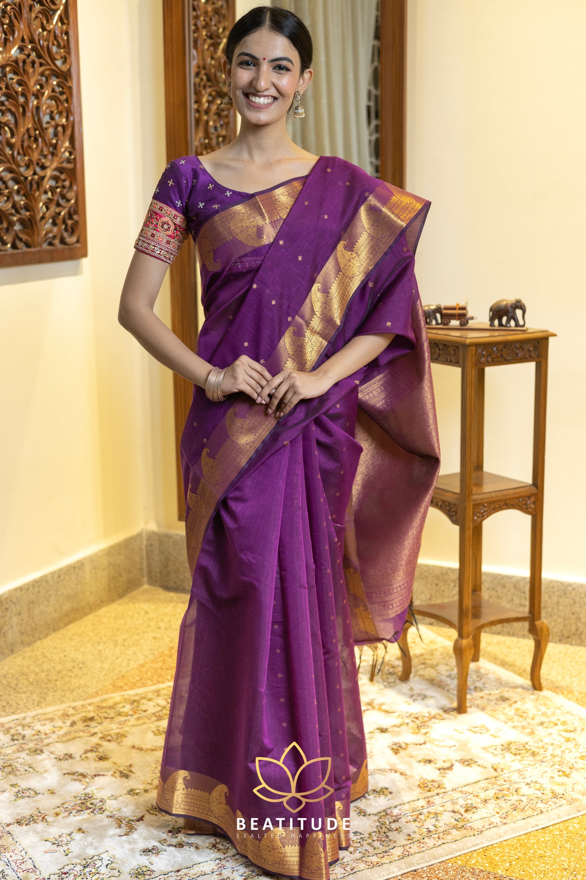 Magenta Kota Cotton Saree