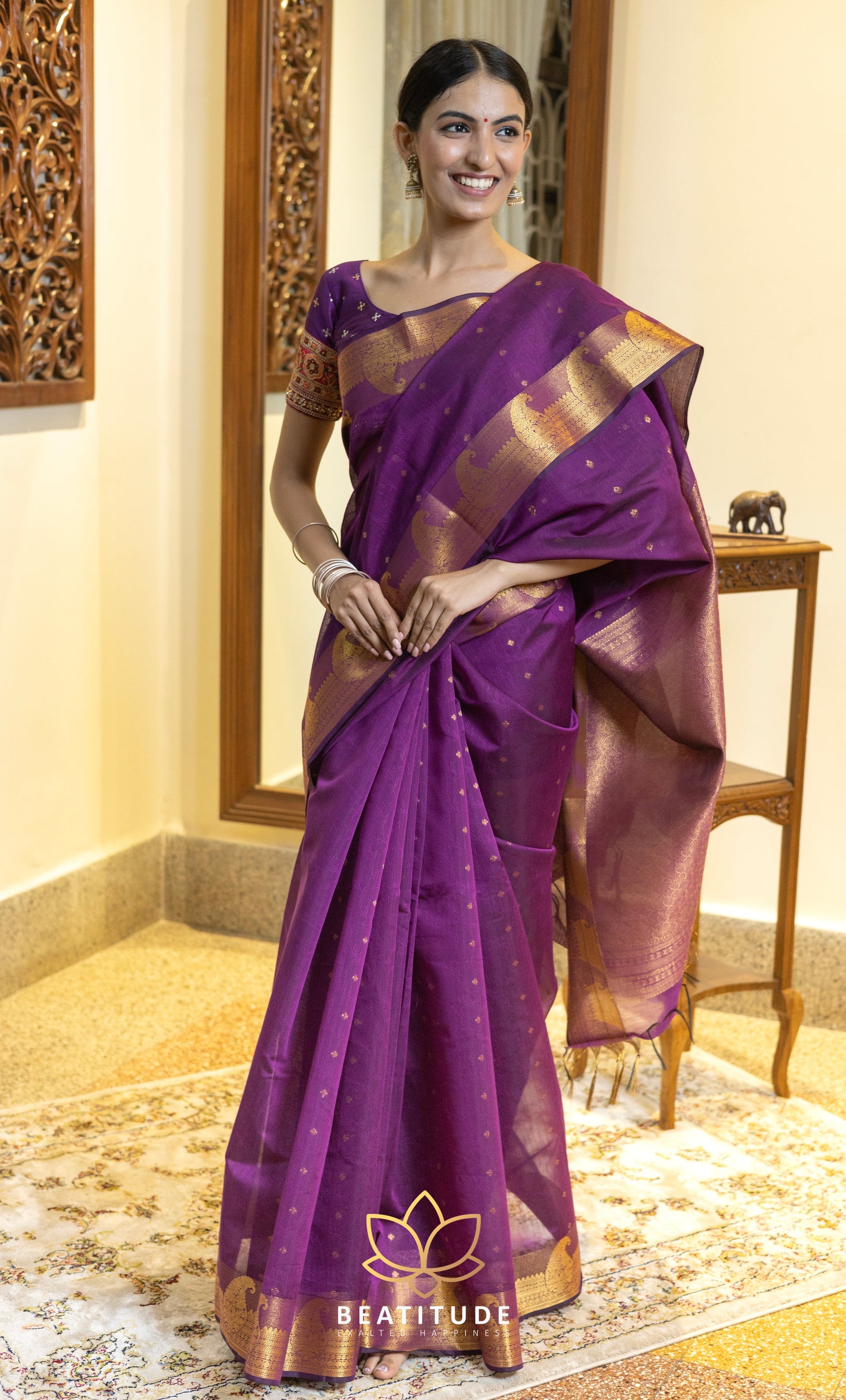 Magenta Kota Cotton Saree