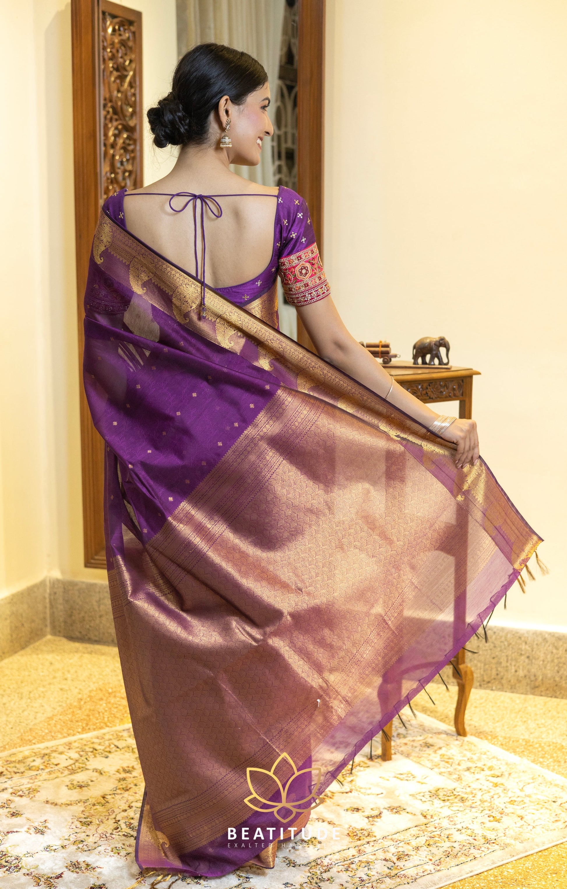 Magenta Kota Cotton Saree