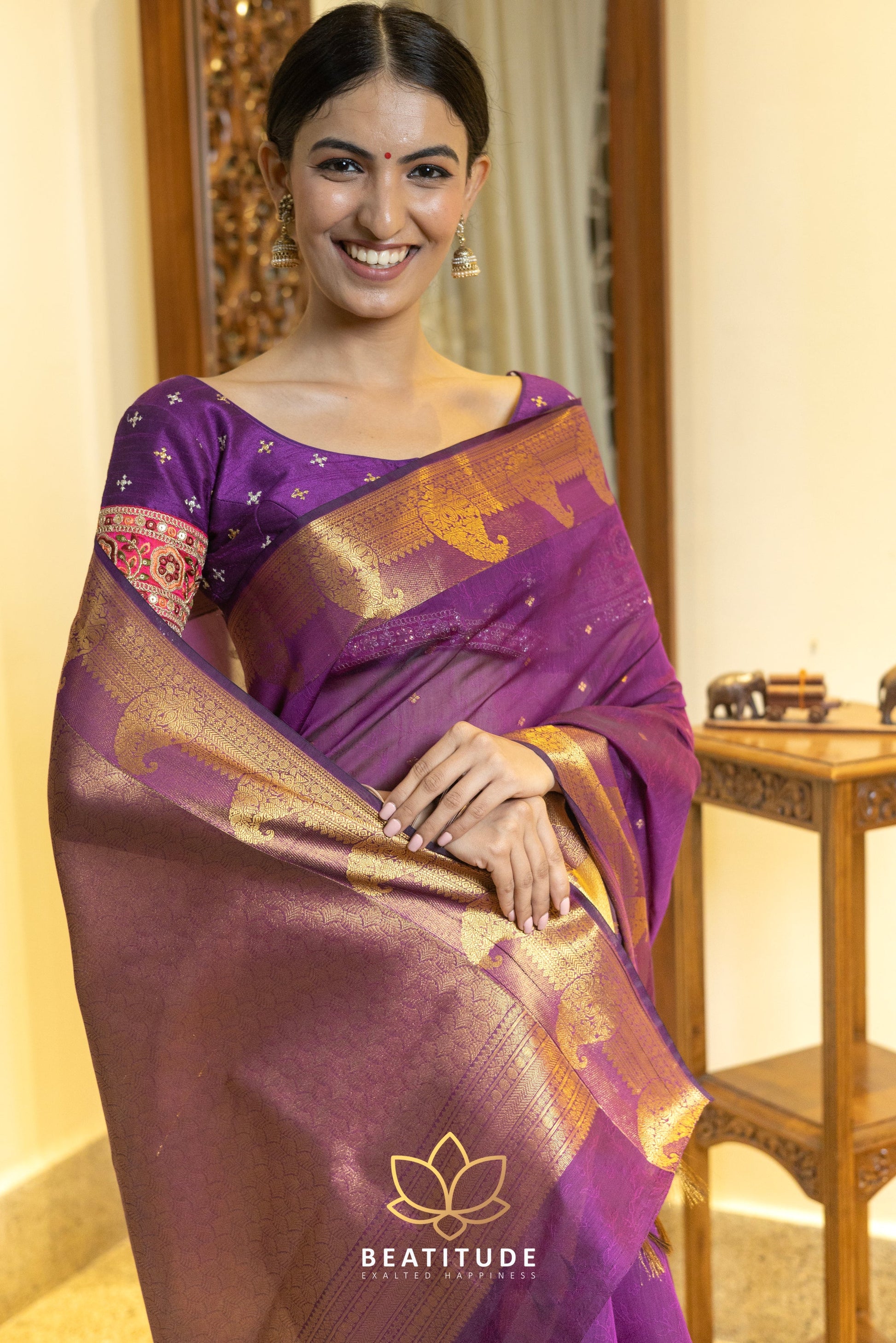 Magenta Kota Cotton Saree