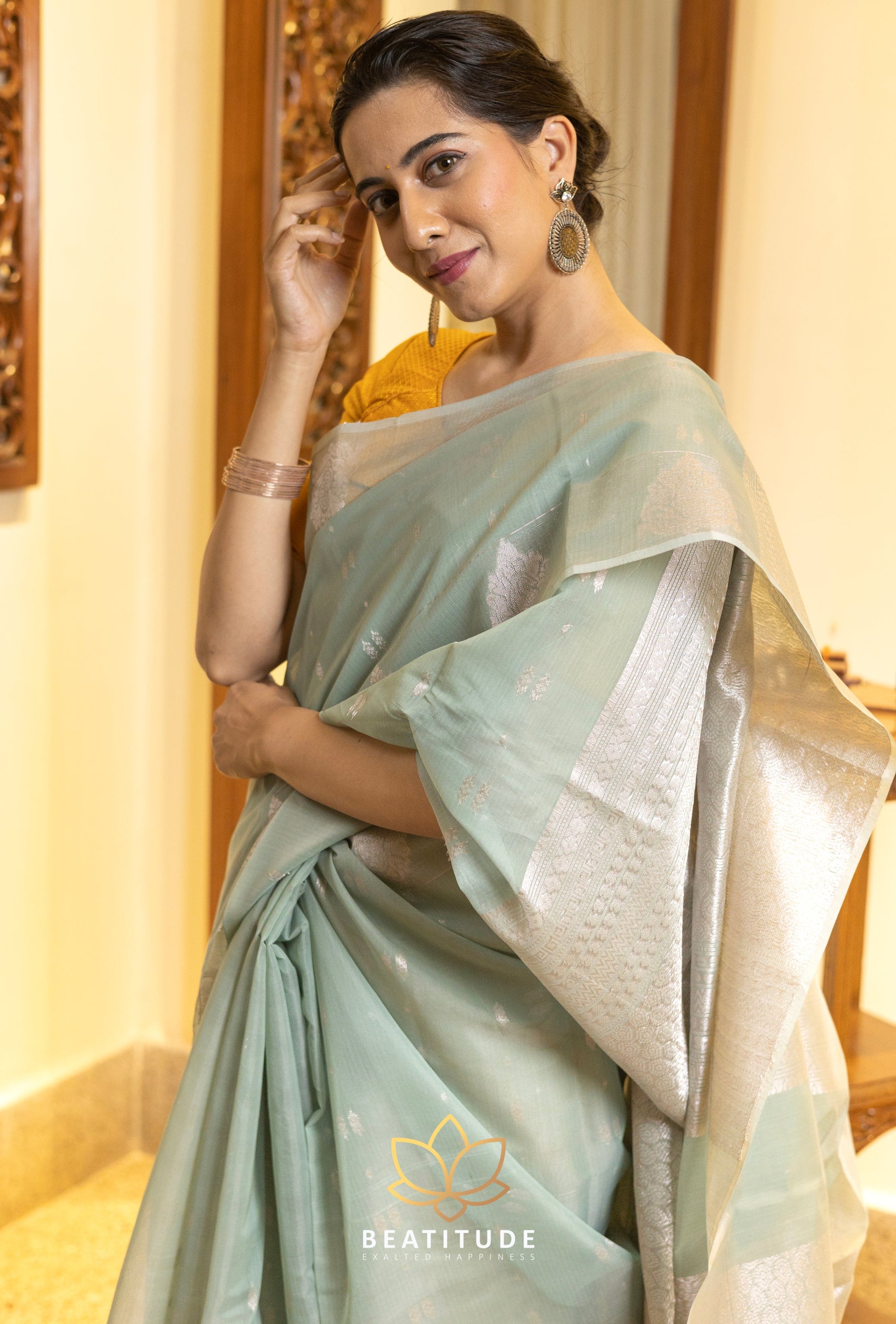 Green Silk Cotton Saree