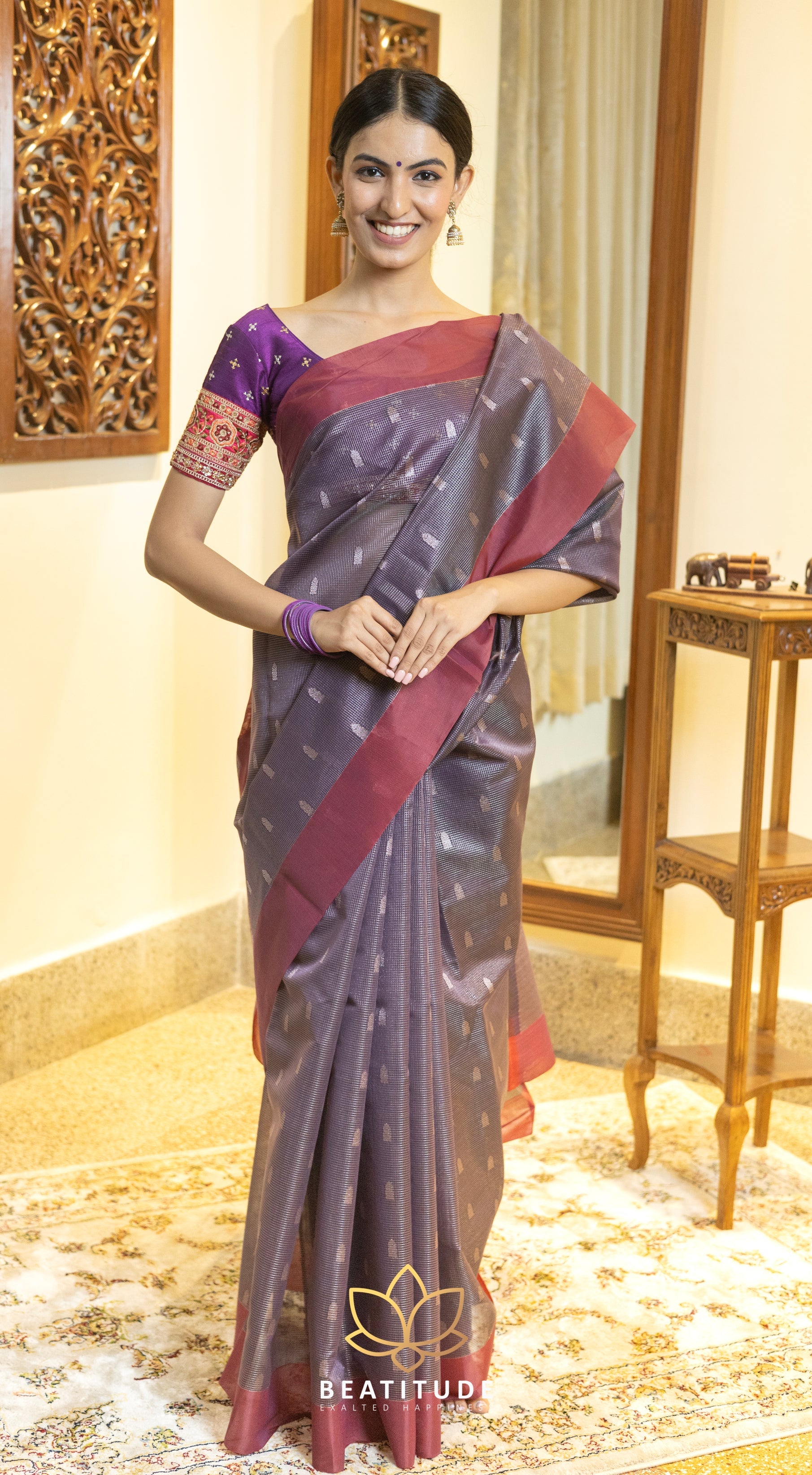 Purple Silk Cotton Saree