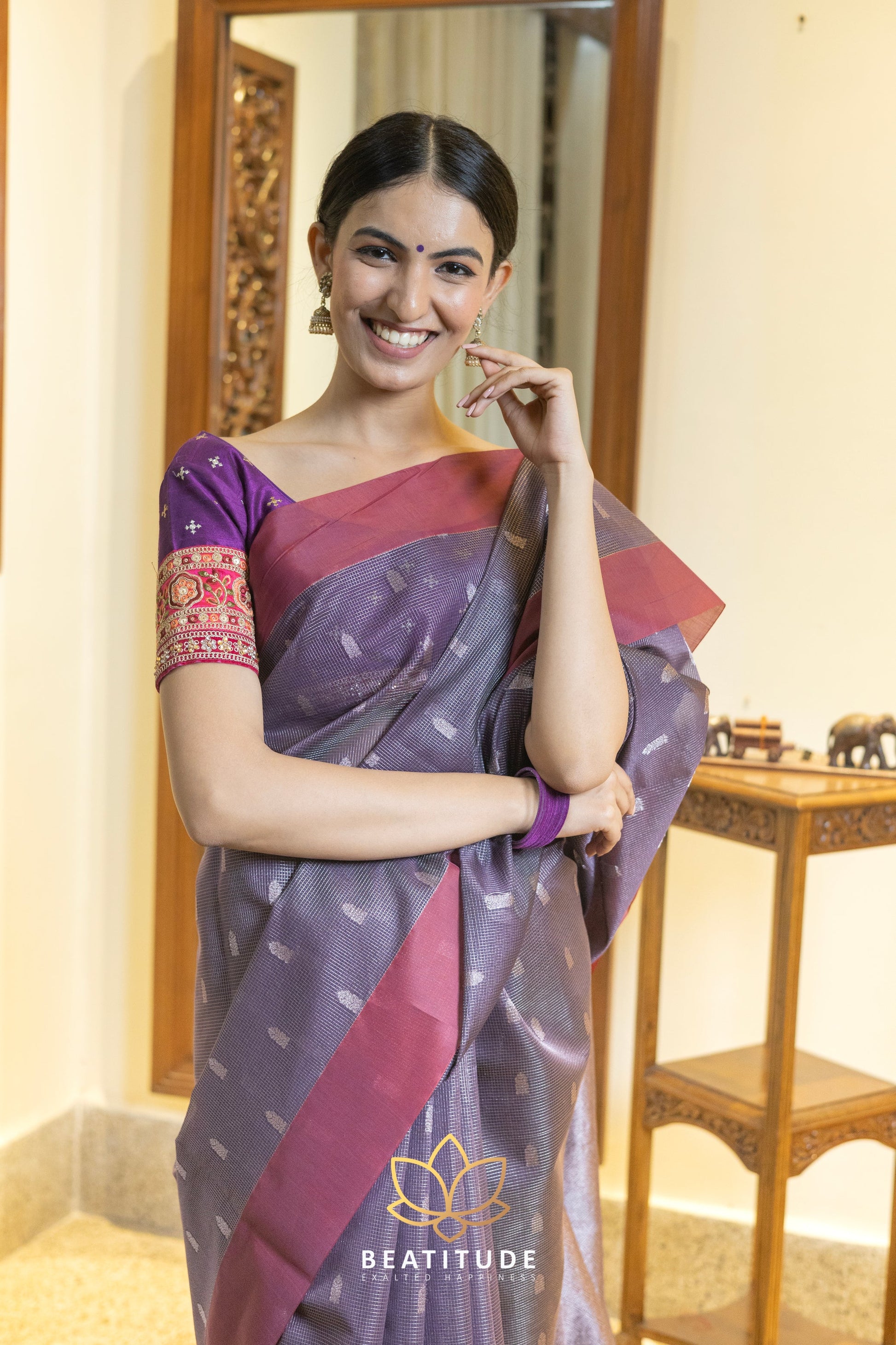Purple Silk Cotton Saree