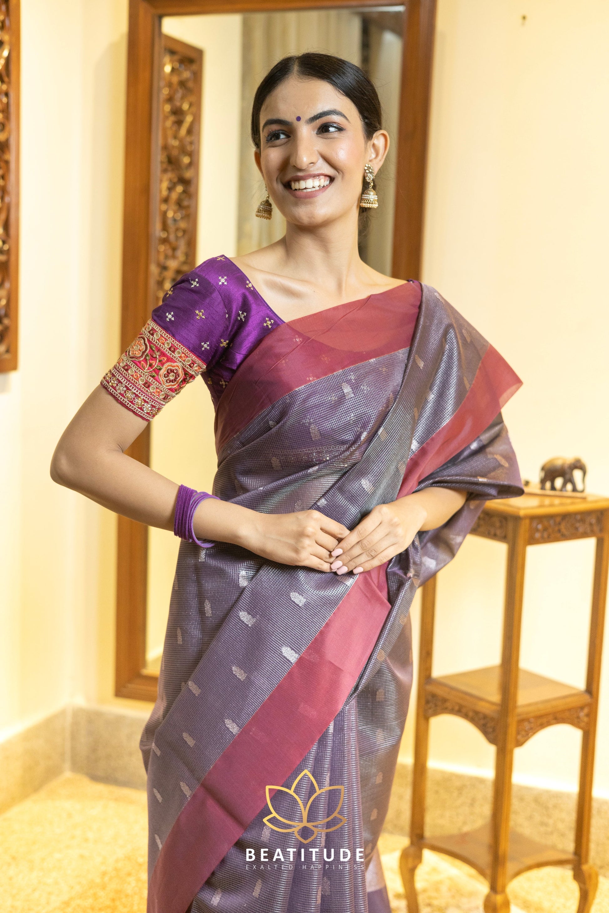 Purple Silk Cotton Saree