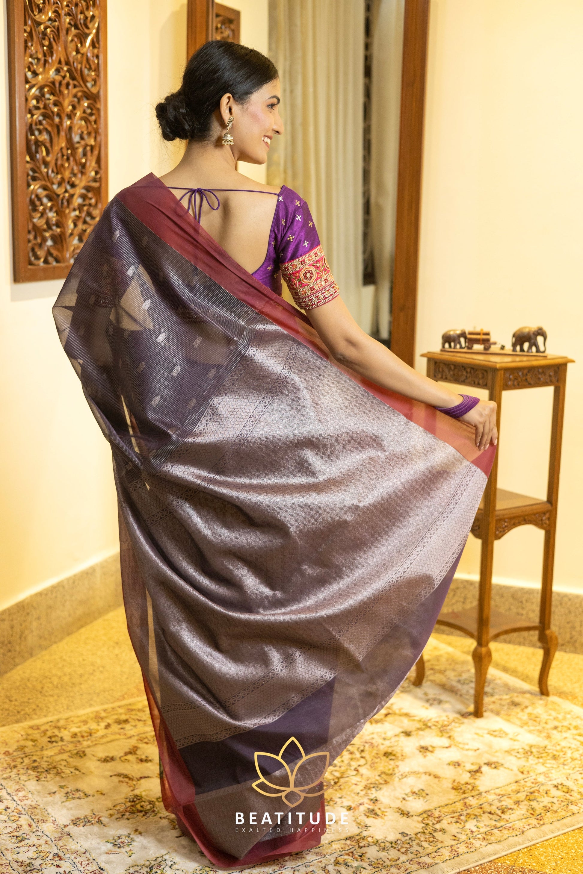 Purple Silk Cotton Saree