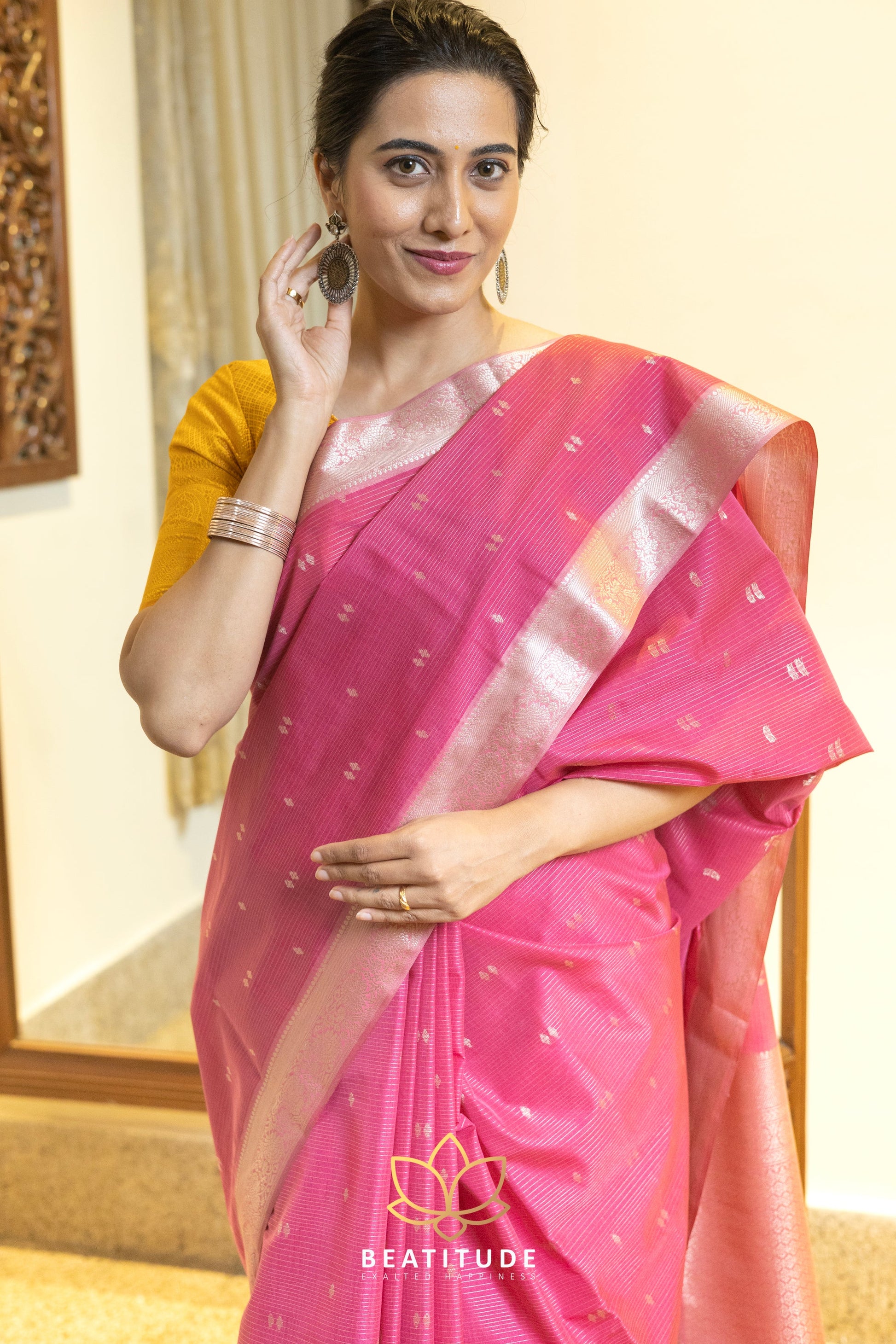 Pink Silk Cotton Saree