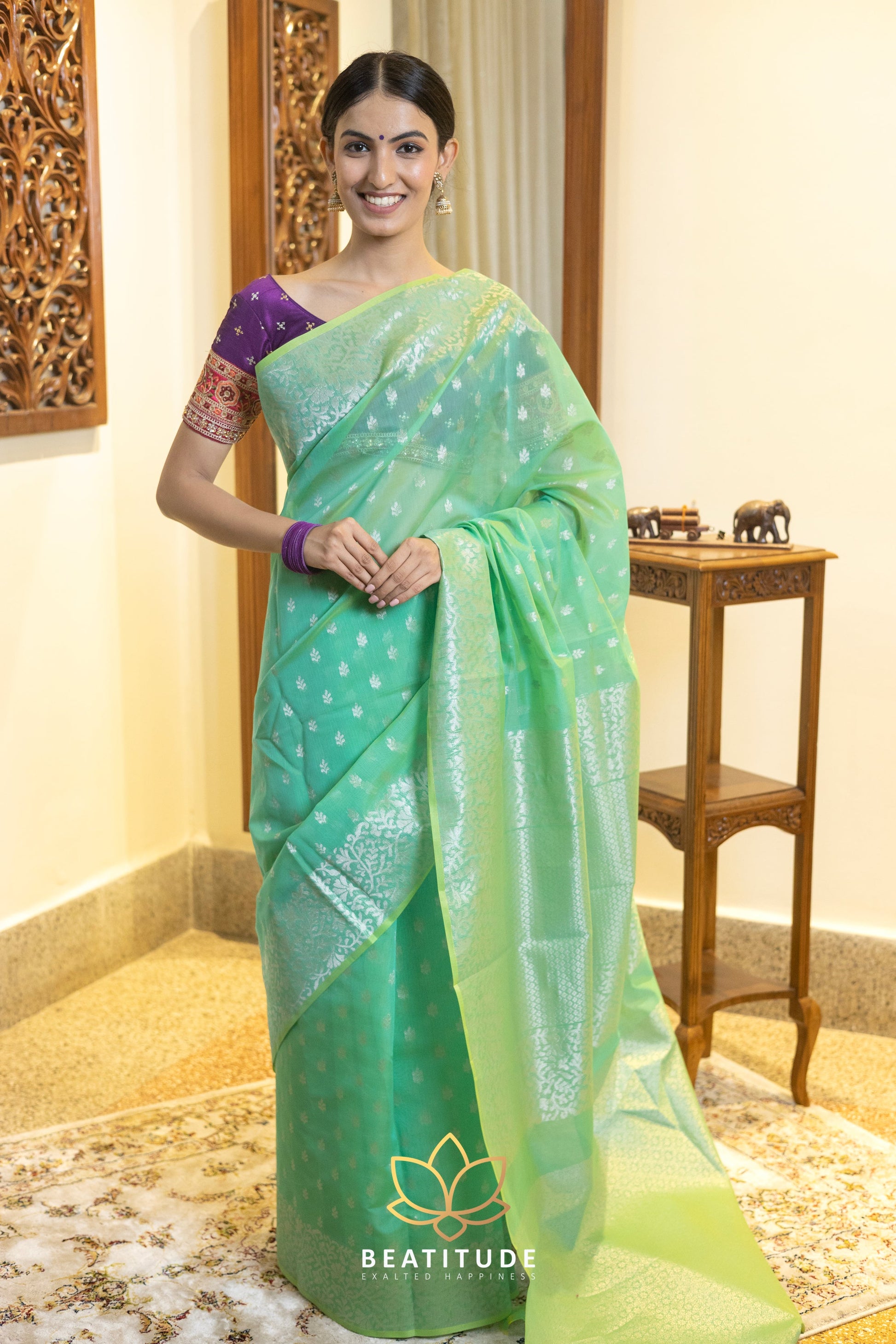 Green Silk Cotton Saree