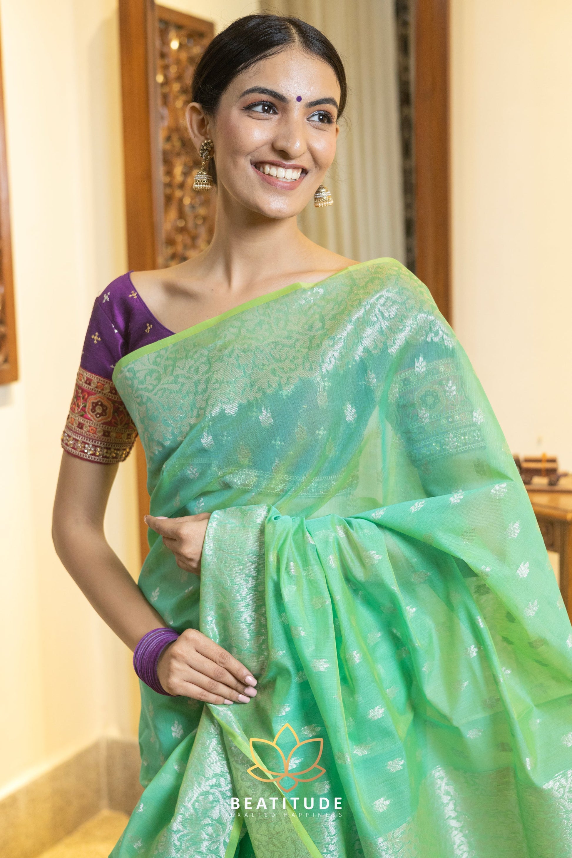 Green Silk Cotton Saree