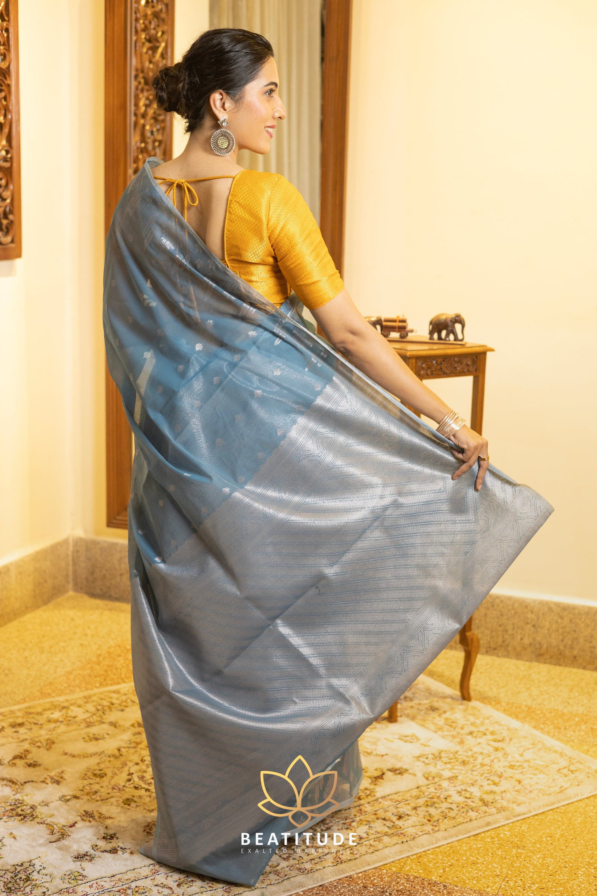 Blue Silk Cotton Saree