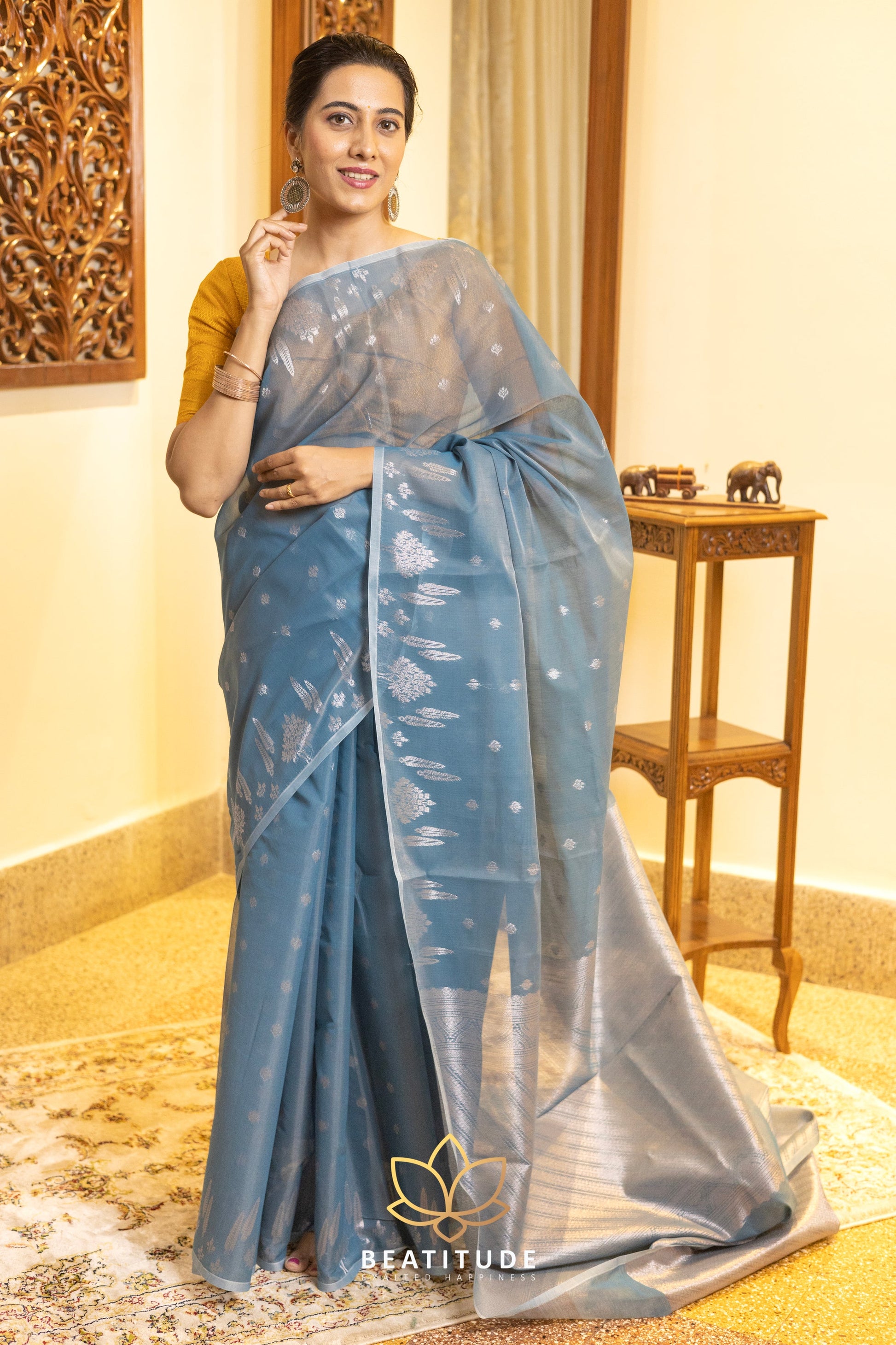 Blue Silk Cotton Saree