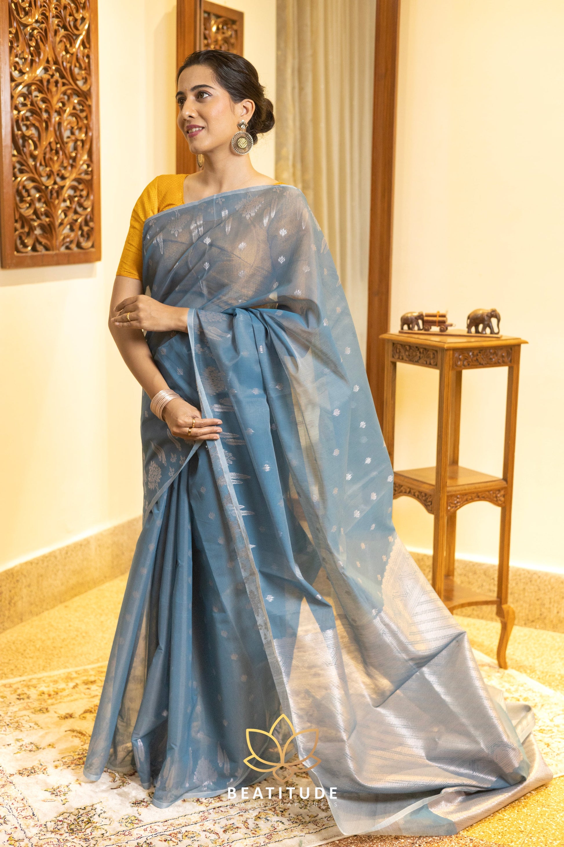 Blue Silk Cotton Saree