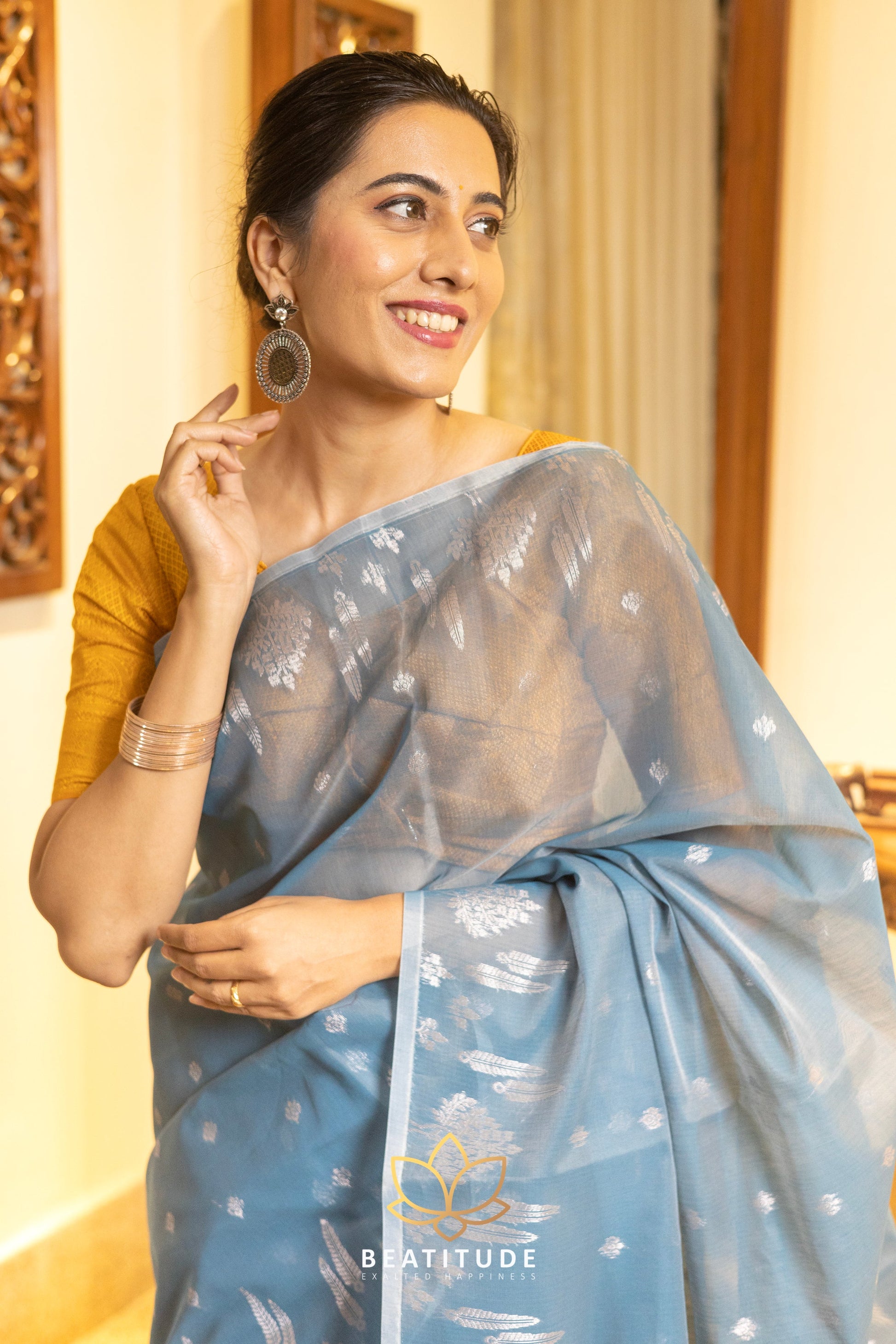 Blue Silk Cotton Saree