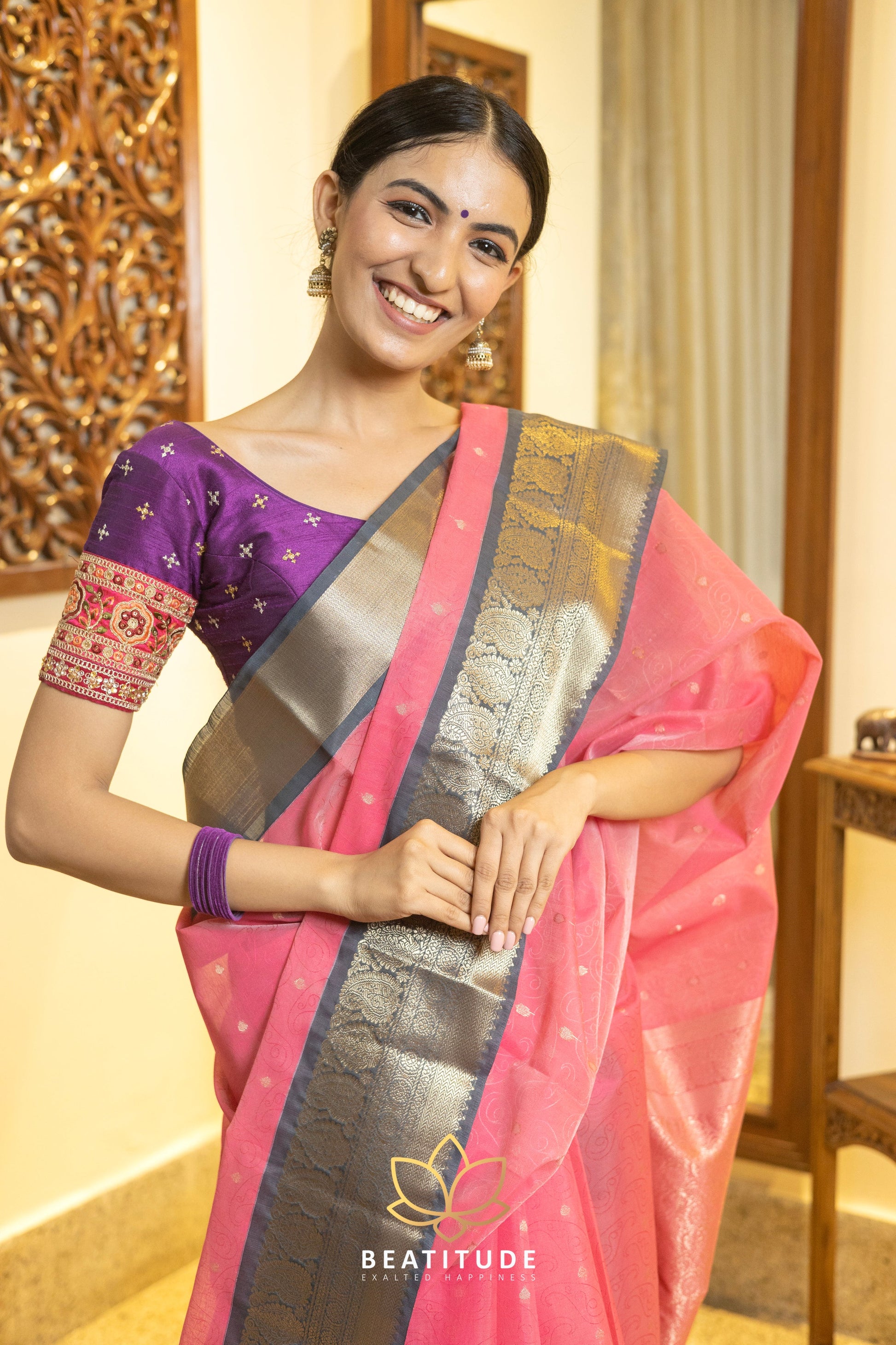 Pink Kota Cotton Saree