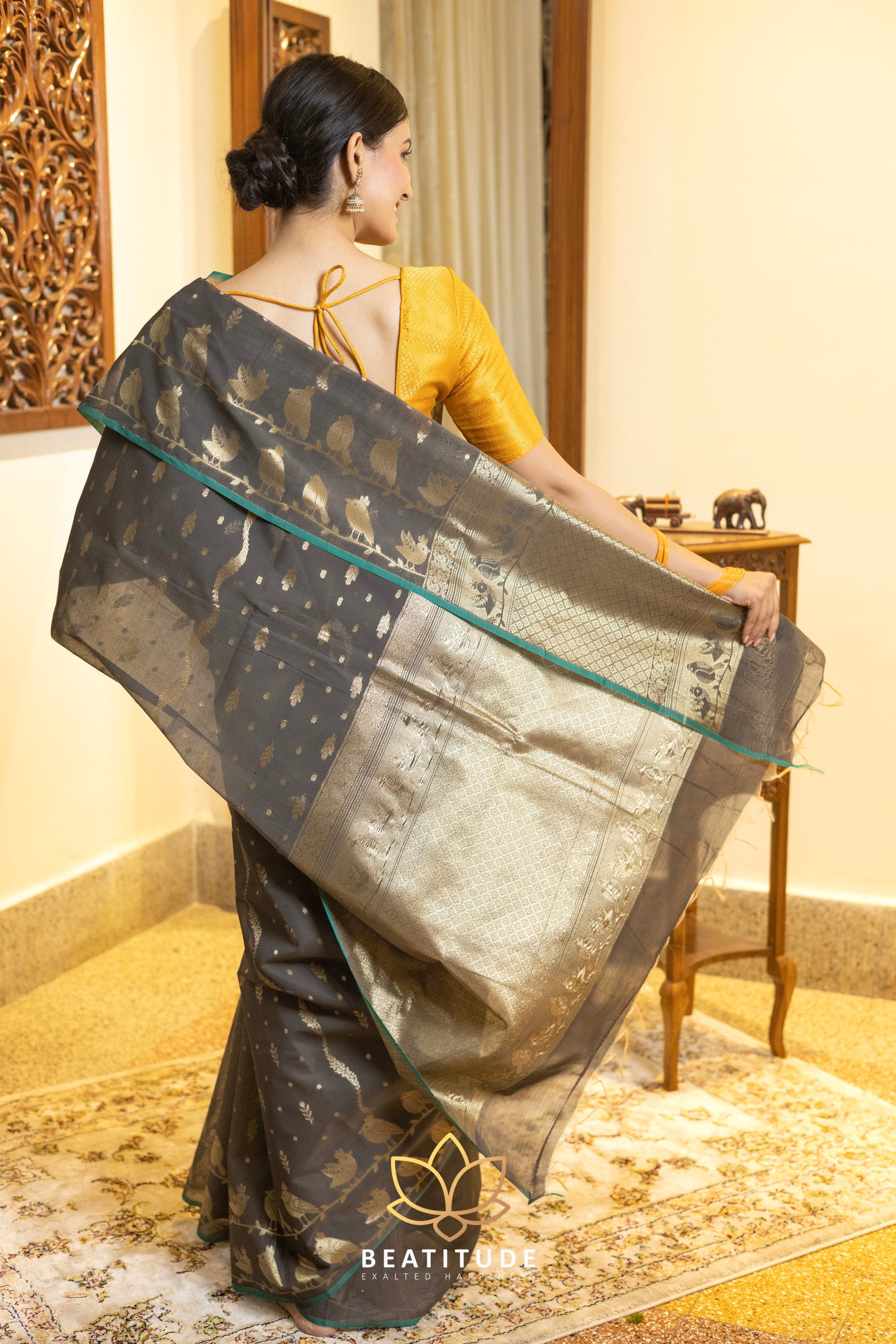 Brown Kota Cotton Saree