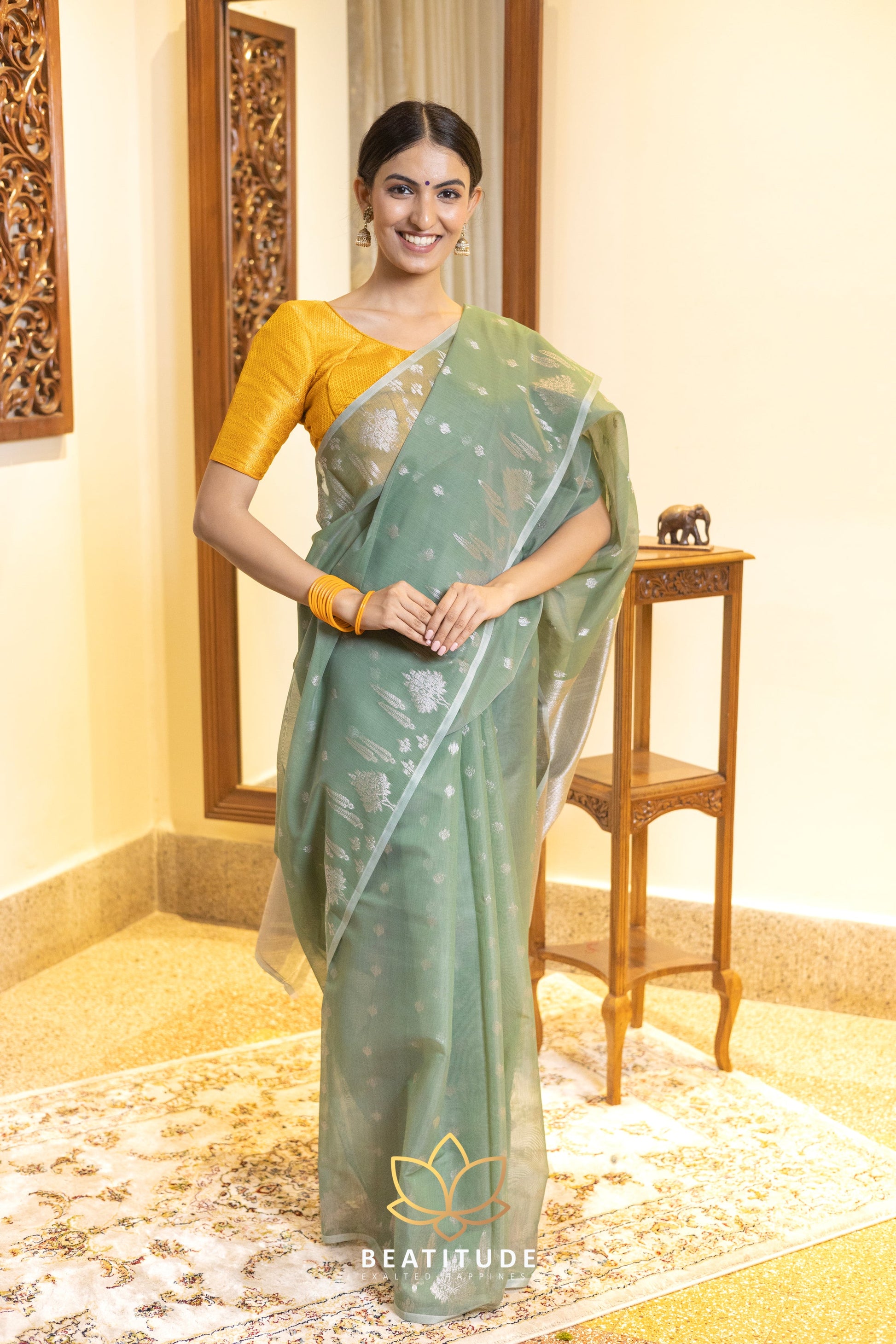 Green Silk Cotton Saree