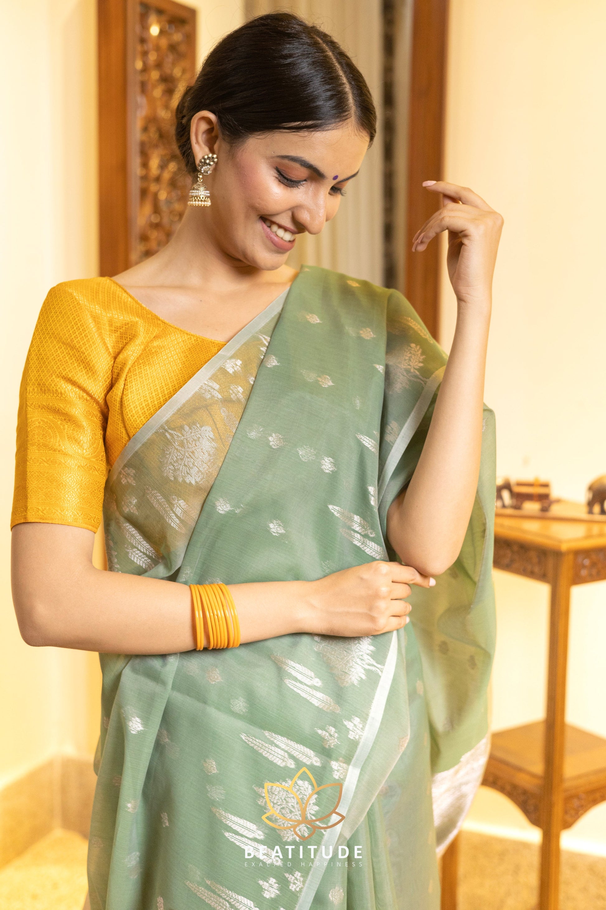 Green Silk Cotton Saree