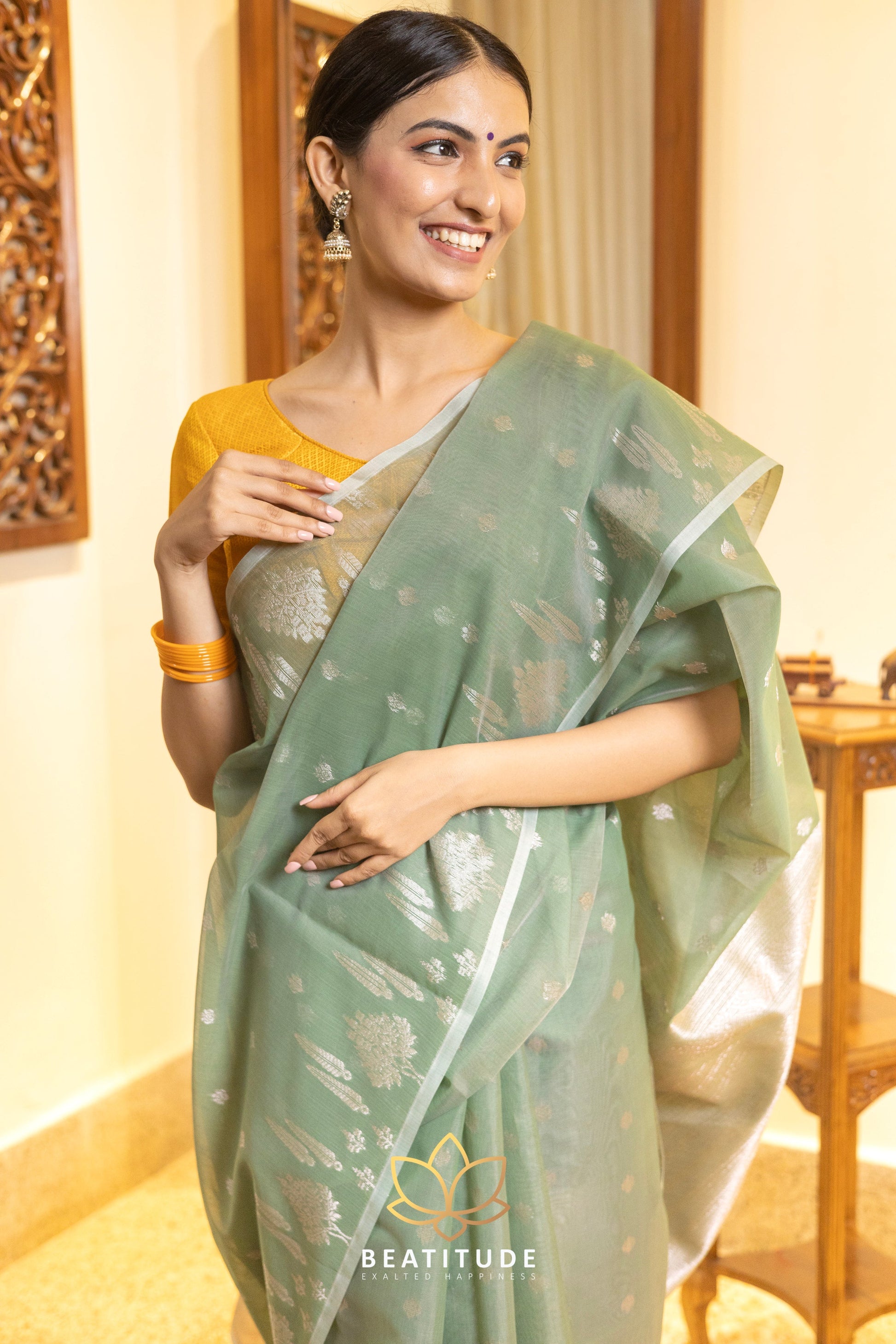 Green Silk Cotton Saree
