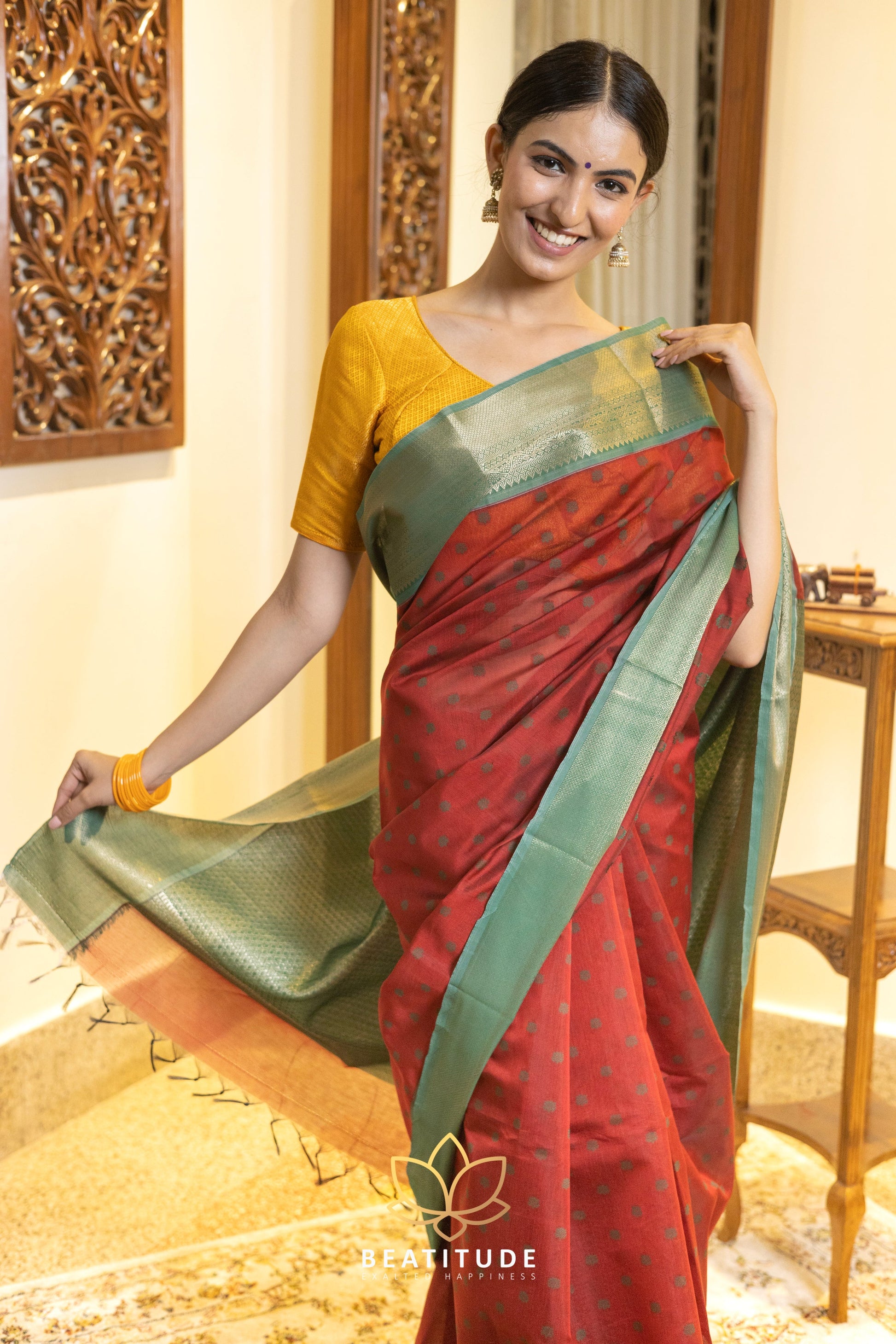 Red Kota Cotton Saree